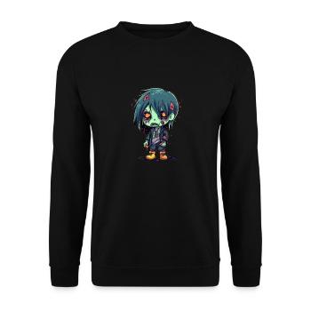 Halloween Zombie Junge - Kawaii süß Monster Horror - Unisex Pullover - Schwarz - Vorne - Alina (178cm) & Michal (187cm)