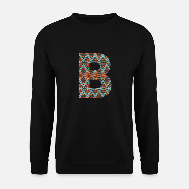 Buchstabe B- Boho-Design, buntes Monogramm - Unisex Pullover - Schwarz