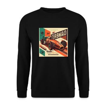 Rétro Car Poster Vintage Car Old School - Sweat-shirt Unisexe - noir - Devant - Alina (178cm) & Michal (187cm)