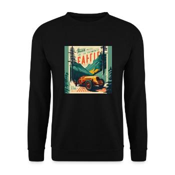 Rétro Car Poster Vintage Car Old School - Sweat-shirt Unisexe - noir - Devant - Alina (178cm) & Michal (187cm)