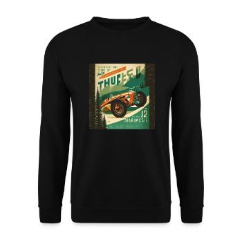 Rétro Car Poster Vintage Car Old School - Sweat-shirt Unisexe - noir - Devant - Alina (178cm) & Michal (187cm)