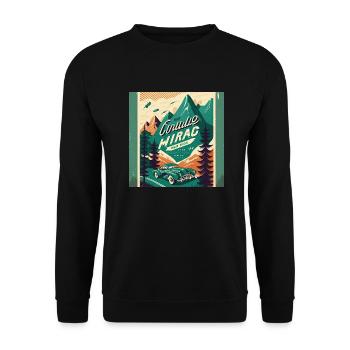 Rétro Car Poster Vintage Car Old School - Sweat-shirt Unisexe - noir - Devant - Alina (178cm) & Michal (187cm)