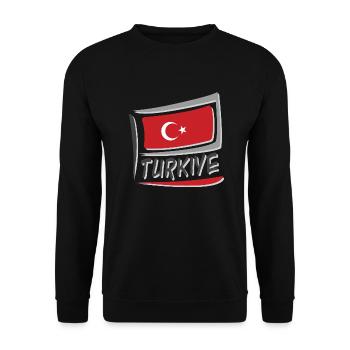 Drapeau Turkiye - Sweat-shirt Unisexe - noir - Devant - Alina (178cm) & Michal (187cm)