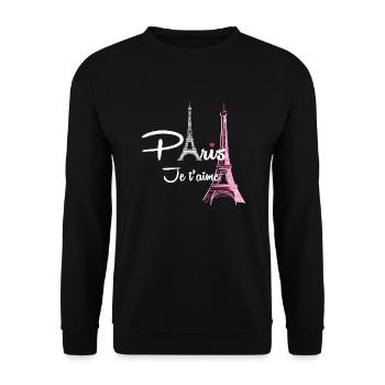 I Love Paris Eiffel Tower France - French Souvenir - Sweat-shirt Unisexe - noir - Devant - Alina (178cm) & Michal (187cm)