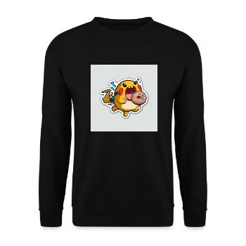 Der elektrische Donut-Liebhaber - Unisex Pullover - Schwarz - Vorne - Alina (178cm) & Michal (187cm)