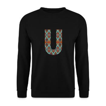 Letter U- boho design, Colorful monogram - Unisex Sweatshirt - black - Front - Alina (178cm) & Michal (187cm)