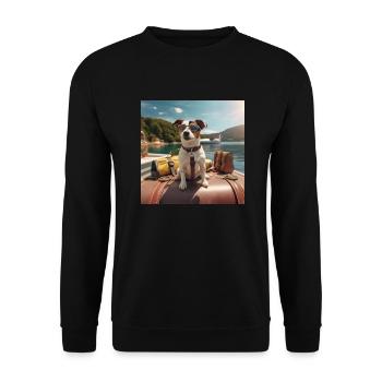 Jack Russell Terrier wearing sunglasses on vacation - Unisex Sweatshirt - black - Front - Alina (178cm) & Michal (187cm)