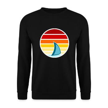Segelboot mit Sonnenuntergang - Unisex Pullover - Schwarz - Vorne - Alina (178cm) & Michal (187cm)