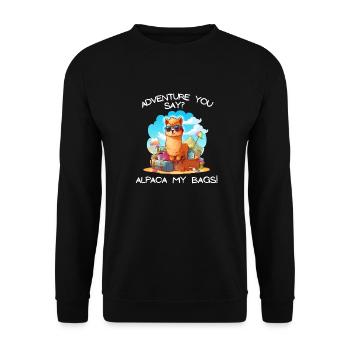 Aventure cool tu dis Alpaga Mes sacs Tee Kids - Sweat-shirt Unisexe - noir - Devant - Alina (178cm) & Michal (187cm)