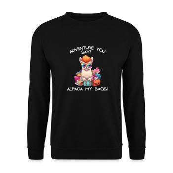 Aventure cool tu dis Alpaga Mes sacs Tee Kids - Sweat-shirt Unisexe - noir - Devant - Alina (178cm) & Michal (187cm)