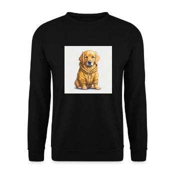 Golden Retriever im Hoodie. - Unisex Pullover - Schwarz - Vorne - Alina (178cm) & Michal (187cm)