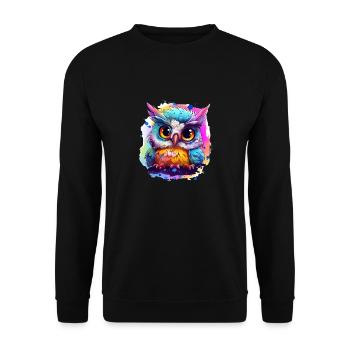 Cute Vigilant Owl | Night owl owl - Unisex Sweatshirt - black - Front - Alina (178cm) & Michal (187cm)