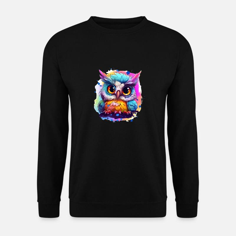 Niedliche Wachsame Eule | Nachtschwärmer Eule - Unisex Pullover - Schwarz