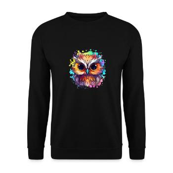 Cute Vigilant Owl | Night owl owl - Unisex Sweatshirt - black - Front - Alina (178cm) & Michal (187cm)