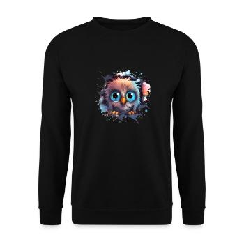 Cute Vigilant Owl | Night owl owl - Unisex Sweatshirt - black - Front - Alina (178cm) & Michal (187cm)