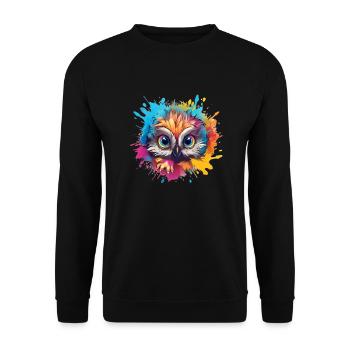 Cute Vigilant Owl | Night owl owl - Unisex Sweatshirt - black - Front - Alina (178cm) & Michal (187cm)