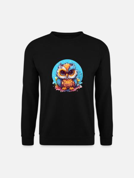 Niedliche Wachsame Eule | Nachtschwärmer Eule - Unisex Pullover - Schwarz