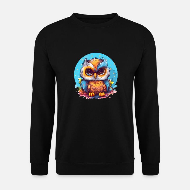 Niedliche Wachsame Eule | Nachtschwärmer Eule - Unisex Pullover - Schwarz