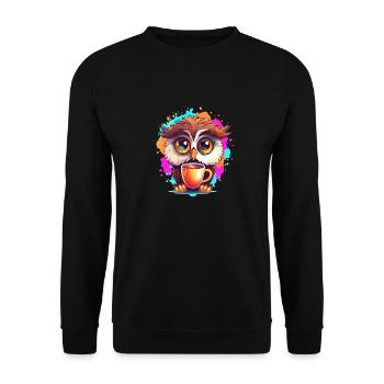 Cute Vigilant Owl | Night owl owl - Unisex Sweatshirt - black - Front - Alina (178cm) & Michal (187cm)