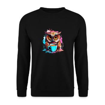 Cute Vigilant Owl | Night owl owl - Unisex Sweatshirt - black - Front - Alina (178cm) & Michal (187cm)