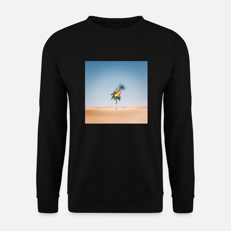 Brennende Palme bei glühender Hitze in der Wüste. - Unisex Pullover - Schwarz