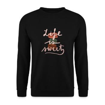 Life is sweet - Unisex Pullover - Schwarz - Vorne - Alina (178cm) & Michal (187cm)