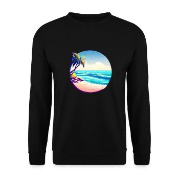 Sommerurlaub Strand Palmen Insel Sonne Palme - Unisex Pullover - Schwarz - Vorne - Alina (178cm) & Michal (187cm)