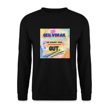 Die Zukunft wird gut - Unisex Pullover - Schwarz - Vorne - Alina (178cm) & Michal (187cm)