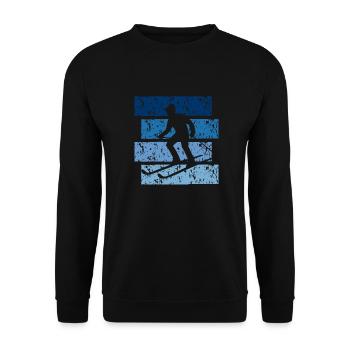 Vintage Geschenk Ski - Unisex Pullover - Schwarz - Vorne - Alina (178cm) & Michal (187cm)
