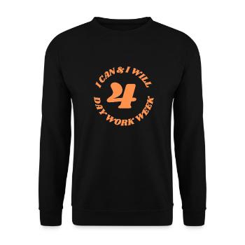 4-Tage Woche - Unisex Pullover - Schwarz - Vorne - Alina (178cm) & Michal (187cm)