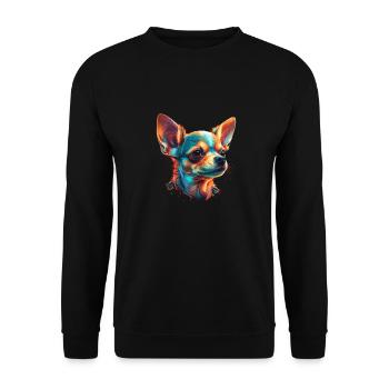 Chihuahua | Abstrakte Malerei | Farbe | Niedlicher - Unisex Pullover - Schwarz - Vorne - Alina (178cm) & Michal (187cm)