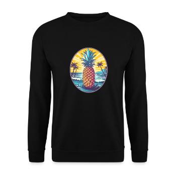 Pineapple Beach - Blumen Sommerurlaub Tee - Unisex Pullover - Schwarz - Vorne - Alina (178cm) & Michal (187cm)