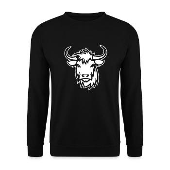 Schottische Highland Kuh - Unisex Pullover - Schwarz - Vorne - Alina (178cm) & Michal (187cm)