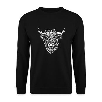 Schottische Highland Kuh - Unisex Pullover - Schwarz - Vorne - Alina (178cm) & Michal (187cm)