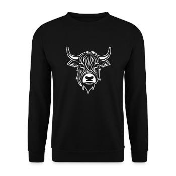 Schottische Highland Kuh - Unisex Pullover - Schwarz - Vorne - Alina (178cm) & Michal (187cm)