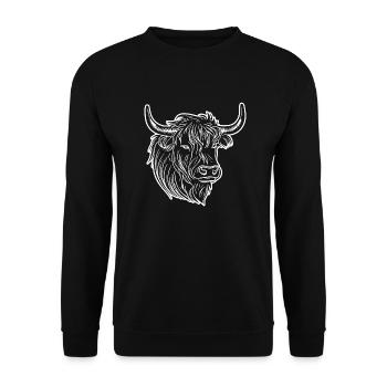 Schottische Highland Kuh - Unisex Pullover - Schwarz - Vorne - Alina (178cm) & Michal (187cm)