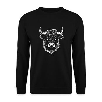 Schottische Highland Kuh - Unisex Pullover - Schwarz - Vorne - Alina (178cm) & Michal (187cm)