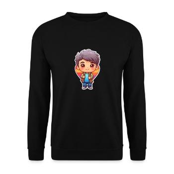 Cute Anime Boy - Unisex Sweatshirt - black - Front - Alina (178cm) & Michal (187cm)