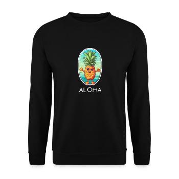 Aloha Pineapple Beach Holiday Hawaii Shirt - Unisex Sweatshirt - black - Front - Alina (178cm) & Michal (187cm)
