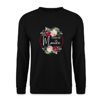Team de la mariée floral - Sweat-shirt Unisexe - noir - Devant - Alina (178cm) & Michal (187cm)