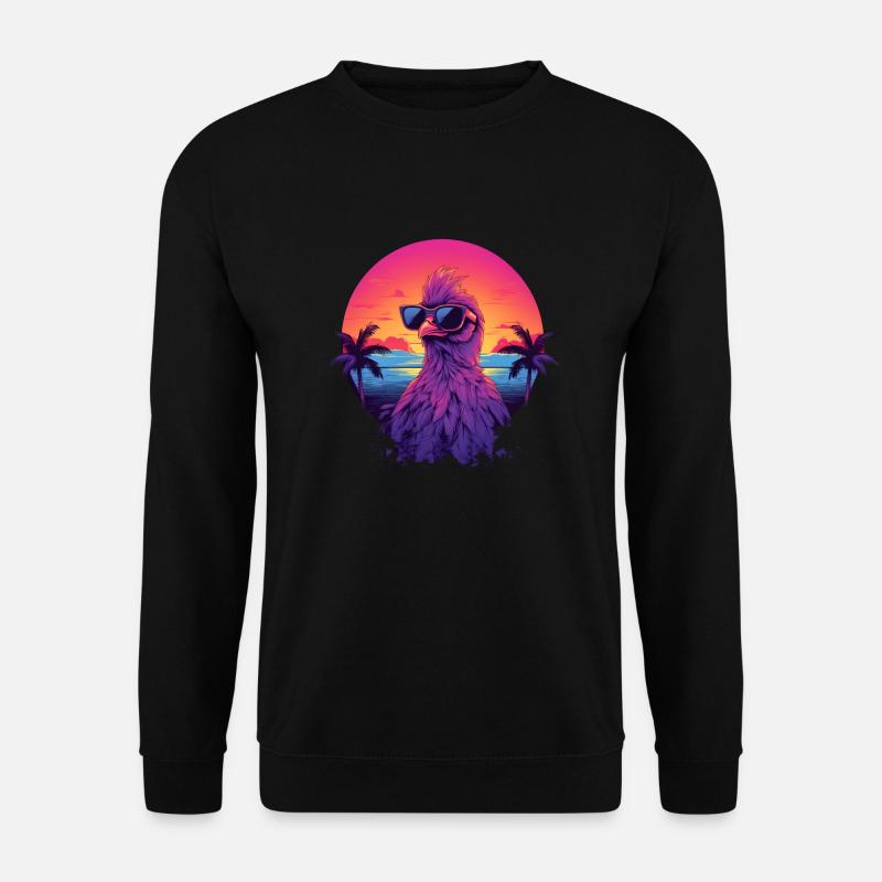 Synthwave Chicken Sunset - Unisex Sweatshirt - black