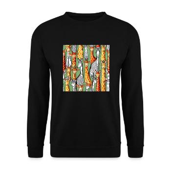 Happy Giraffe Pattern - Unisex Sweatshirt - black - Front - Alina (178cm) & Michal (187cm)