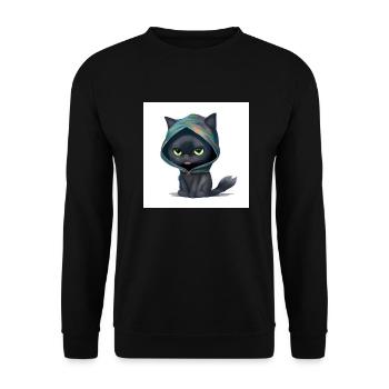 Kleine süße schwarze Katze. - Unisex Pullover - Schwarz - Vorne - Alina (178cm) & Michal (187cm)