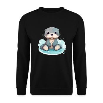 Kiki la loutre - Sweat-shirt Unisexe - noir - Devant - Alina (178cm) & Michal (187cm)