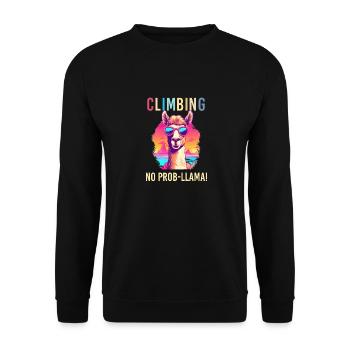 Alpaca with sunglasses - No prob-llama tea - Unisex Sweatshirt - black - Front - Alina (178cm) & Michal (187cm)