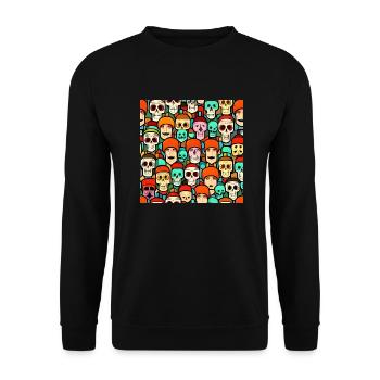 Colorful Skulls Patern - Unisex Sweatshirt - black - Front - Alina (178cm) & Michal (187cm)