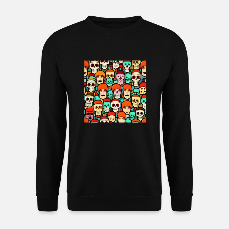 Bunte Totenköpfe patern - Unisex Pullover - Schwarz