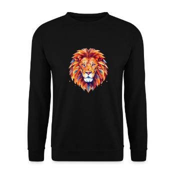 Geometrischer Löwenkopf - Unisex Pullover - Schwarz - Vorne - Alina (178cm) & Michal (187cm)