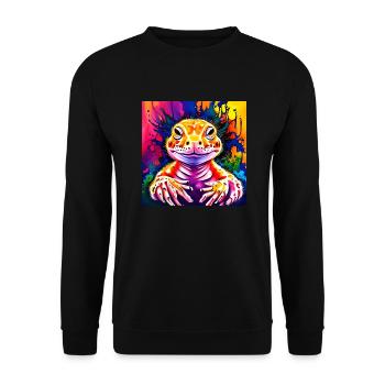 Leopard Gecko Splash Art - Unisex Pullover - Schwarz - Vorne - Alina (178cm) & Michal (187cm)