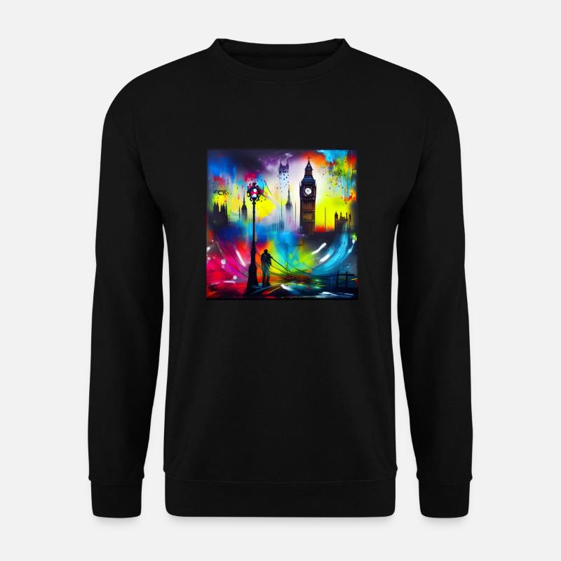 Big Ben Westminster London Graffiti Kunst - Unisex Pullover - Schwarz